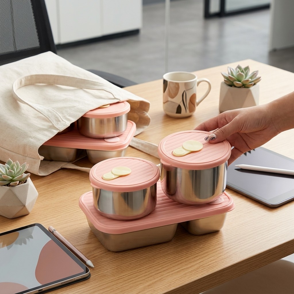 Meal Prep Lunch Boxes - กล่องอาหารกลางวันสแตนเลส 304 ใช้กับไมโครเวฟได้ ชุดกล่องเบนโตะ สำหรับเตรียมอาหาร กล่องเก็บอาหาร