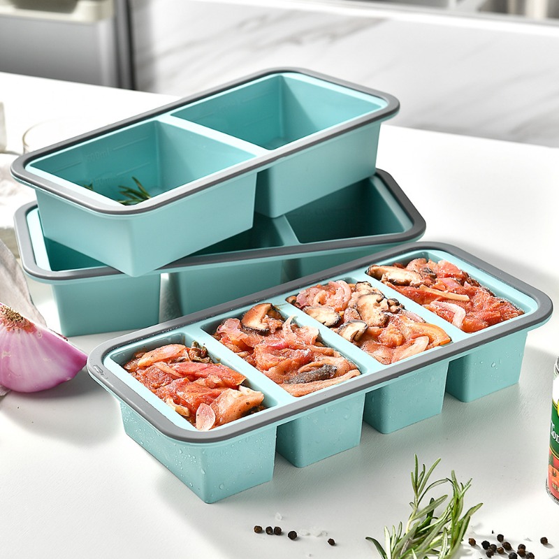 Meal Prep Menu - แม่พิมพ์ทำน้ำแข็งก้อนใหญ่-ซุป, ถาดซิลิโคนสำหรับแช่แข็งพร้อมฝาปิดสำหรับซอส, อาหารเหลือ, ภาชนะเก็บอาหารแช่แข็งสำหรับเตรียมอาหารโฮมเมด