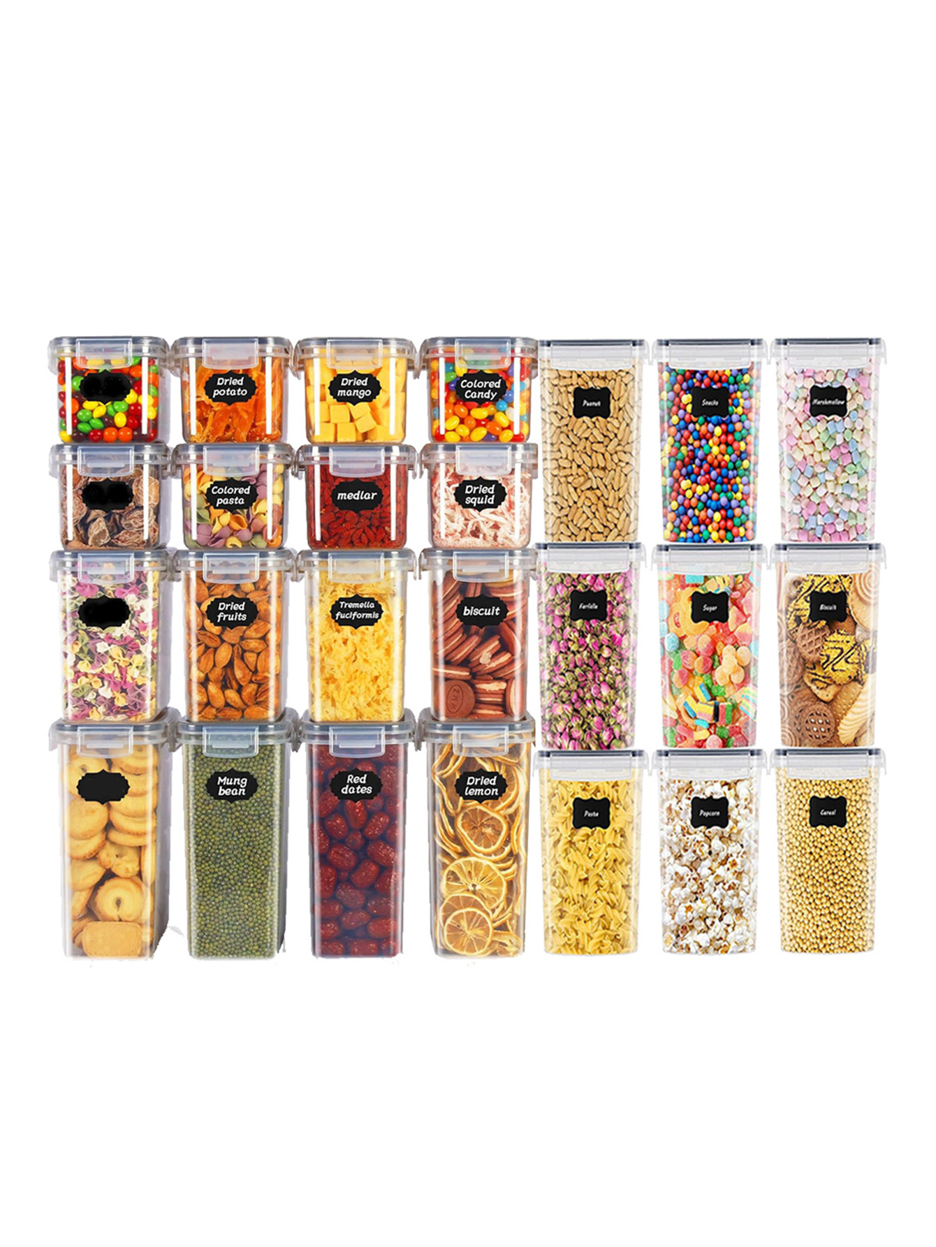Meal Prep Box - 48 ชิ้น, ภาชนะเก็บอาหารแบบมีฝาปิด, ภาชนะพลาสติกสำหรับห้องครัว, กระปุกเก็บของแห้งสำหรับแลคโตส, ธัญพืช,