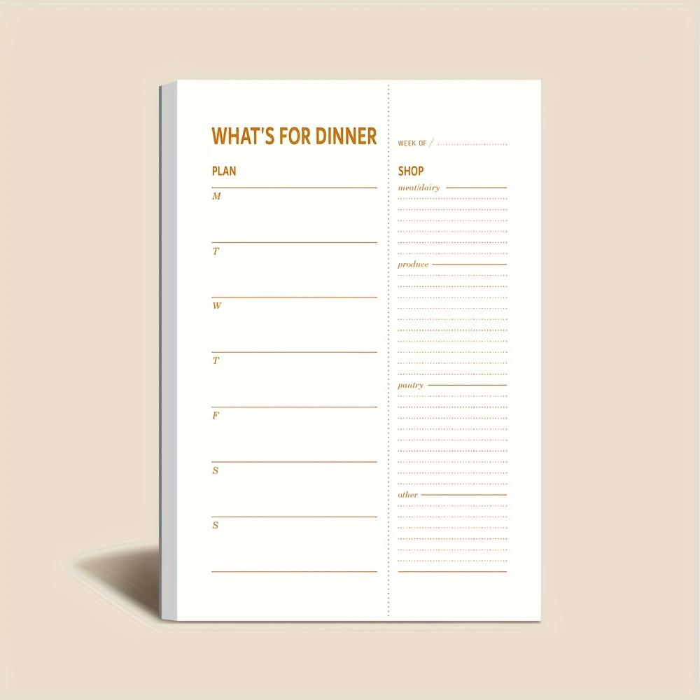 Meal Prep Menu - สมุดบันทึกแผนการรับประทานอาหารประจำวัน 1 เล่ม, 50 แผ่นต่อเล่ม, รายการสิ่งของที่ต้องซื้อแบบฉีกออกได้,