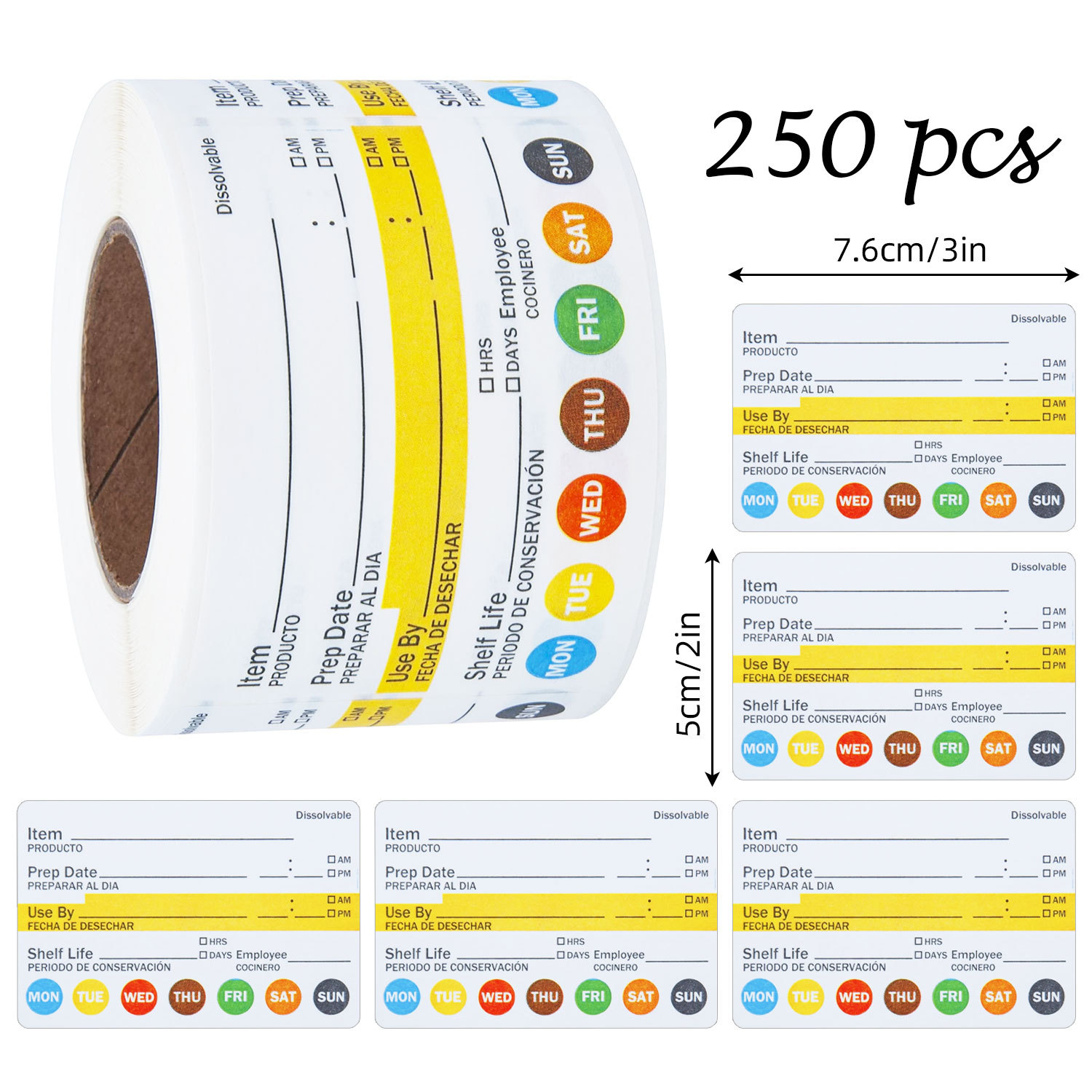 250 ชิ้น/ม้วน ป้ายวันที่อาหาร  - Meal Prep Jar บทวิจารณ์และราคา