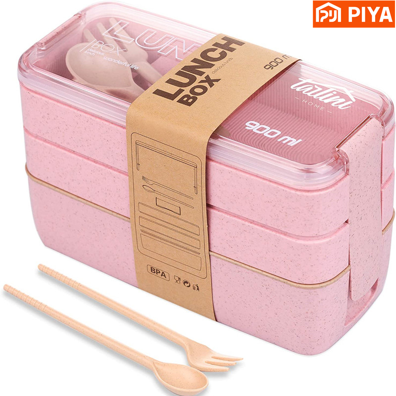 3-In-1ช่องข้าวสาลีฟางกล่อง Ben - Meal Prep Lunch Boxes บทวิจารณ์และราคา